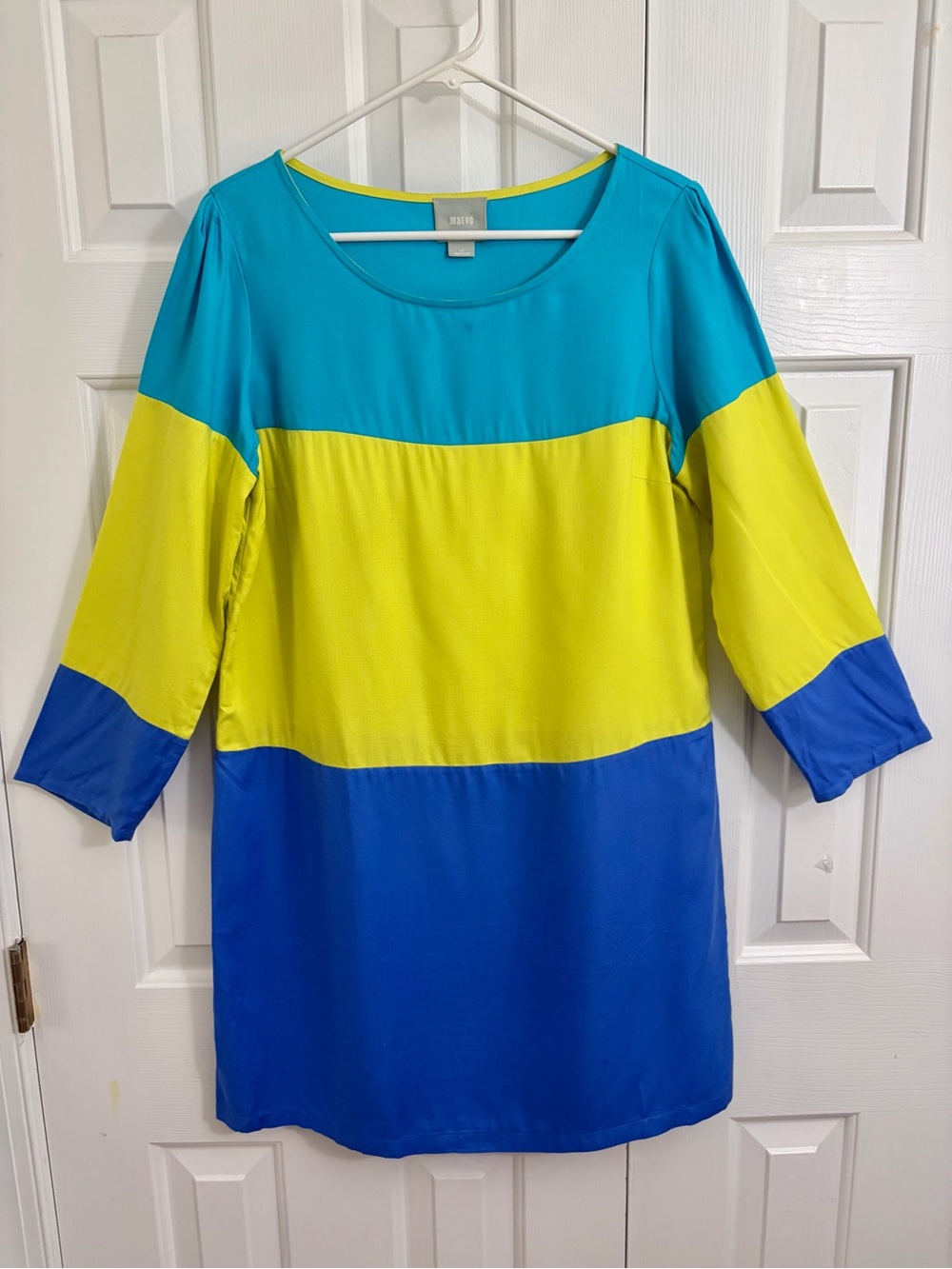 Maeve Anthropologie Colorblock 3/4 Sleeve Shift Dress Size 12
